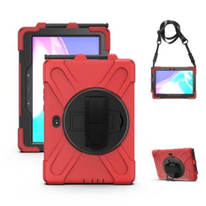 For Samsung Galaxy Tab Active Pro T540 / T545 / Tab Active4 Pro Shockproof Colorful Silicone + PC Protective Case with Holder & Hand Grip Strap(Red) (OEM)