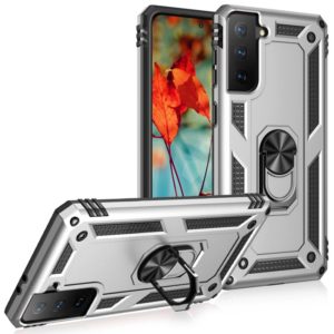 For Samsung Galaxy S21+ 5G Shockproof TPU + PC Protective Case with 360 Degree Rotating Holder(Silver) (OEM)