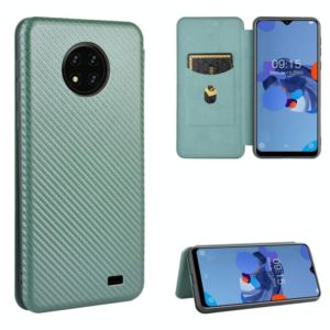 For Oukitel C19 Carbon Fiber Texture Horizontal Flip TPU + PC + PU Leather Case with Card Slot(Green) (OEM)