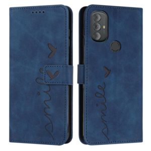 For Motorola Moto G Power 2022 Skin Feel Heart Pattern Leather Phone Case(Blue) (OEM)