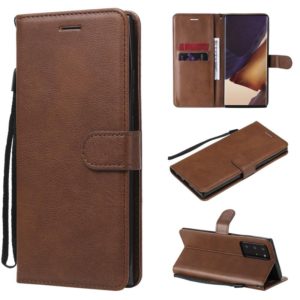 For Samsung Galaxy Note20 Ultra Solid Color Horizontal Flip PU Leather Case with Holder & Card Slots & Wallet & Lanyard(Brown) (OEM)