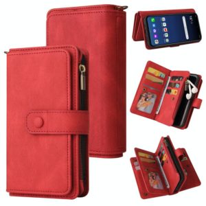 For LG G9 / Velvet Skin Feel PU + TPU Horizontal Flip Leather Case With Holder & 15 Cards Slot & Wallet & Zipper Pocket & Lanyard(Red) (OEM)