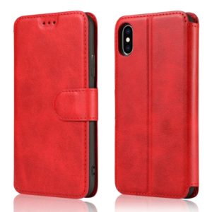 For iPhone XS Max Calf Texture Magnetic Buckle Horizontal Flip Leather Case with Holder & Card Slots & Wallet & Photo Frame(Red) (OEM)