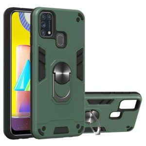 For Samsung Galaxy M31 2 in 1 Armour Series PC + TPU Protective Case with Ring Holder(Dark Green) (OEM)