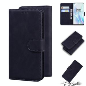For OnePlus 8 Skin Feel Pure Color Flip Leather Phone Case(Black) (OEM)