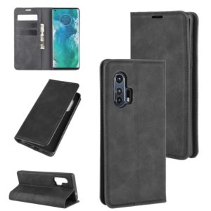 For Motorola Edge+ Retro-skin Business Magnetic Suction Leather Case with Holder & Card Slots & Wallet(Black) (OEM)