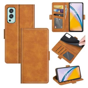 For OnePlus Nord 2 5G Dual-side Magnetic Buckle Horizontal Flip Leather Case with Holder & Card Slots & Wallet(Yellow) (OEM)