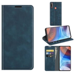 For Motorola Moto E7 Power Retro-skin Business Magnetic Suction Leather Case with Holder & Card Slots & Wallet(Dark Blue) (OEM)
