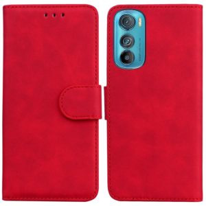 For Motorola Edge 30 Skin Feel Pure Color Flip Leather Phone Case(Red) (OEM)