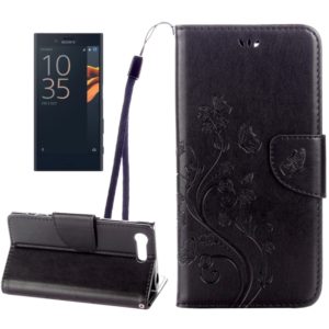 For Sony Xperia X Compact Butterflies Love Flowers Embossing Horizontal Flip Leather Case with Holder & Card Slots & Wallet & Lanyard(Black) (OEM)