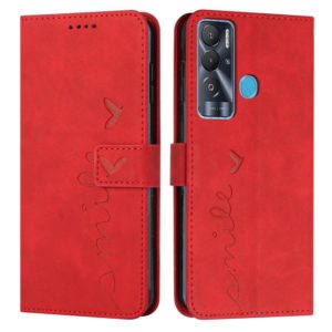 For Tecno Pova Neo Skin Feel Heart Pattern Leather Phone Case(Red) (OEM)