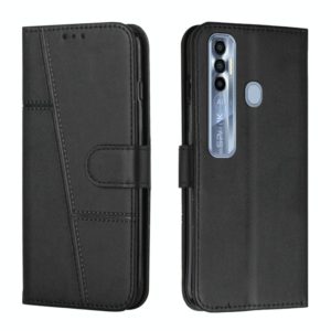 For Tecno Spark 7 Pro Stitching Calf Texture Buckle Leather Phone Case(Black) (OEM)