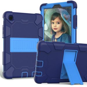 For Samsung Galaxy Tab A7 Lite T220 / T225 Two-Color Robot Shockproof Silicone + PC Protective Case with Holder(Navy Blue+Blue) (OEM)