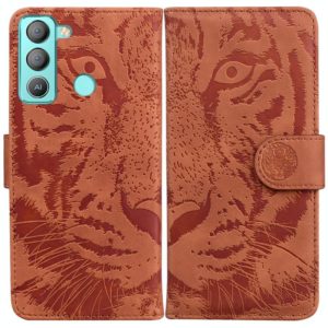 For Tecno Pop 5 LTE BD4 Tiger Embossing Pattern Horizontal Flip Leather Phone Case(Brown) (OEM)