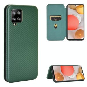 For Samsung Galaxy A42 5G Carbon Fiber Texture Horizontal Flip TPU + PC + PU Leather Case with Card Slot(Green) (OEM)