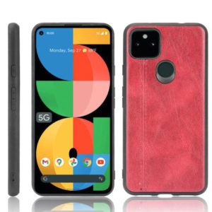 For Google Pixel 5a 5G Shockproof Sewing Cow Pattern Skin PC + PU + TPU Case(Red) (OEM)