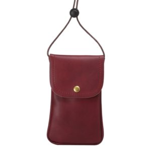 Universal Vertical PU Leather Case / Phone Leather Bag with String(Dark Red) (OEM)