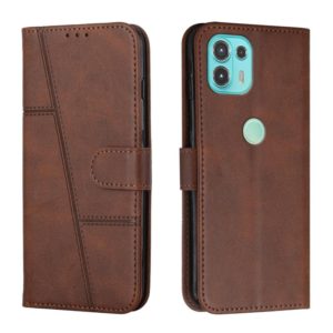 For Motorola Edge 20 Lite Stitching Calf Texture Buckle Leather Phone Case(Brown) (OEM)