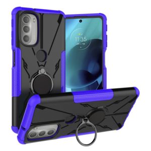 For Motorola Moto G51 5G Armor Bear Shockproof PC + TPU Phone Protective Case with Ring Holder(Purple) (OEM)