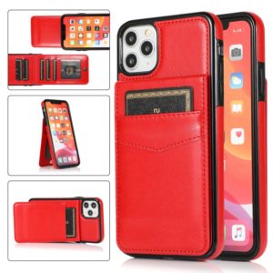 For iPhone 11 Pro Max Solid Color PC + TPU Protective Case with Holder & Card Slots (Red) (OEM)