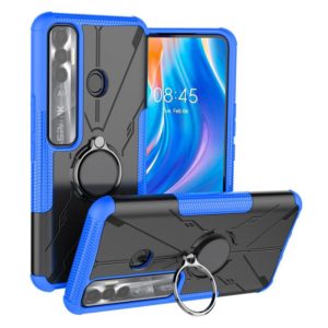 For Tecno Spark 7 Pro Armor Bear Shockproof PC + TPU Phone Protective Case with Ring Holder(Blue) (OEM)
