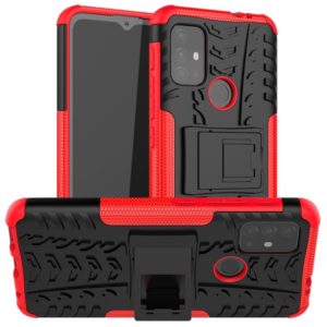 For Motorola Moto G30 Tire Texture Shockproof TPU+PC Protective Case with Holder(Red) (OEM)