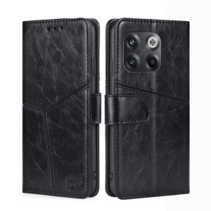 For OnePlus 10T Geometric Stitching Leather Phone Case(Black) (OEM)