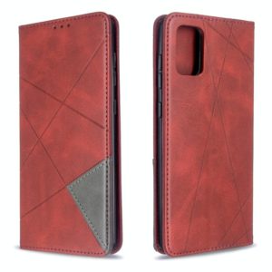 For Galaxy A71 Rhombus Texture Horizontal Flip Magnetic Leather Case with Holder & Card Slots(Red) (OEM)