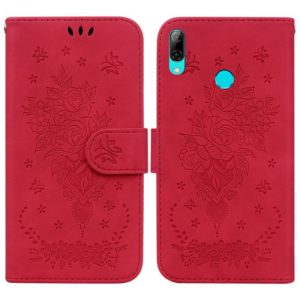 For Huawei P Smart 2019 / Honor 10 Lite Butterfly Rose Embossed Leather Phone Case(Red) (OEM)