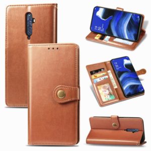 For OPPO Reno 2F/Reno 2Z Retro Solid Color Leather Buckle Phone Case with Lanyard & Photo Frame & Card Slot & Wallet & Stand Function(Brown) (OEM)