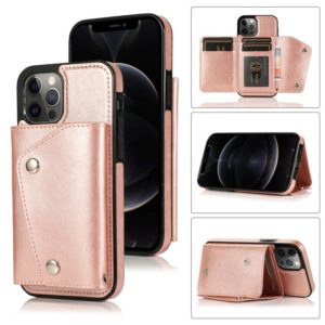 For iPhone 12 / 12 Pro Shockproof PU + TPU Leather Case with Card Slots & Holder & Photo Frame & Wallet & Lanyard(Rose Gold) (OEM)