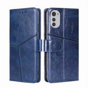 For Motorola Moto E32 4G Geometric Stitching Horizontal Flip Leather Phone Case(Blue) (OEM)