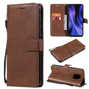 For Xiaomi Redmi 10X 5G / 10X Pro 5G Solid Color Horizontal Flip Protective Leather Case with Holder & Card Slots & Wallet & Photo Frame & Lanyard(Brown) (OEM)
