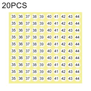 20 PCS Round Shape Number Sticker Shoe Size Label, Number 35-44 (OEM)