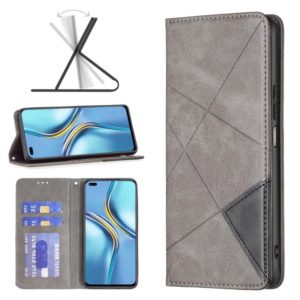 For Honor X20 Prismatic Invisible Magnetic Leather Phone Case(Grey) (OEM)