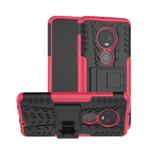 Tire Texture TPU+PC Shockproof Case for Motorola G7, with Holder (Pink) (OEM)