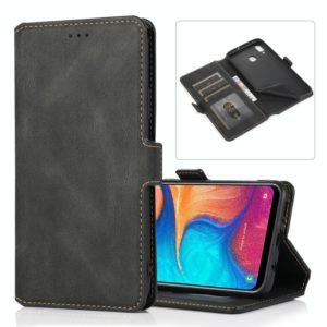 For Samsung Galaxy A20 & A30 Retro Magnetic Closing Clasp Horizontal Flip Leather Case with Holder & Card Slots & Photo Frame & Wallet(Black) (OEM)