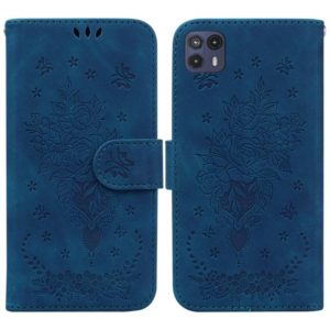 For Motorola Moto G50 5G Butterfly Rose Embossed Leather Phone Case(Blue) (OEM)