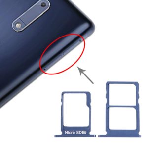 SIM Card Tray + SIM Card Tray + Micro SD Card Tray for Nokia 5 / N5 TA-1024 TA-1027 TA-1044 TA-1053 (Blue) (OEM)