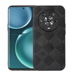 For Honor Magic4 Weave Plaid PU Phone Case(Black) (OEM)