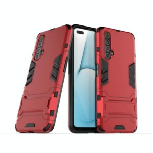 For OPPO Realme X50 5G PC + TPU Shockproof Protective Case with Holder(Red) (OEM)
