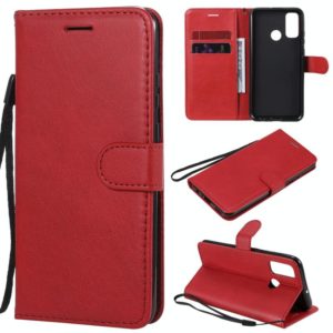 For Huawei P smart 2020 Solid Color Horizontal Flip Protective Leather Case with Holder & Card Slots & Wallet & Lanyard(Red) (OEM)