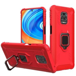 For Xiaomi Pocophone M2 Pro Carbon Fiber Protective Case with 360 Degree Rotating Ring Holder(Red) (OEM)