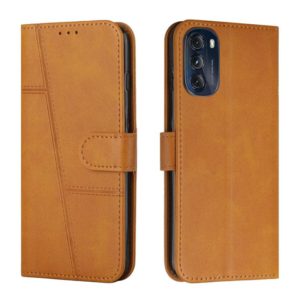 For Motorola Moto G 5G 2022 Stitching Calf Texture Buckle Leather Phone Case(Yellow) (OEM)