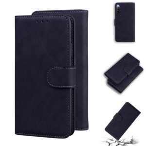 For Sony Xperia 10 III Skin Feel Pure Color Flip Leather Phone Case(Black) (OEM)