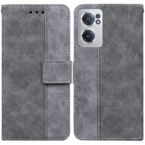For OnePlus Nord CE 2 5G Geometric Embossed Leather Phone Case(Grey) (OEM)