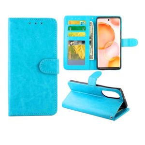 For Honor 50 Crazy Horse Texture Leather Horizontal Flip Protective Case with Holder & Card Slots & Wallet & Photo Frame(Baby Blue) (OEM)