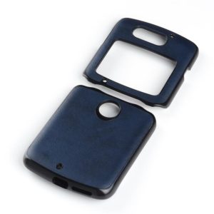 For Motorola Moto Razr 5G Two-color Cowhide Texture Top-grain Leather Shockproof Protective Case(Blue) (OEM)