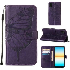 For Sony Xperia ACE III Embossed Butterfly Leather Phone Case(Dark Purple) (OEM)