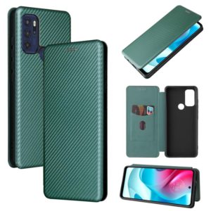 For Motorola Moto G60S Carbon Fiber Texture Leather Phone Case with Card Slot(Green) (OEM)